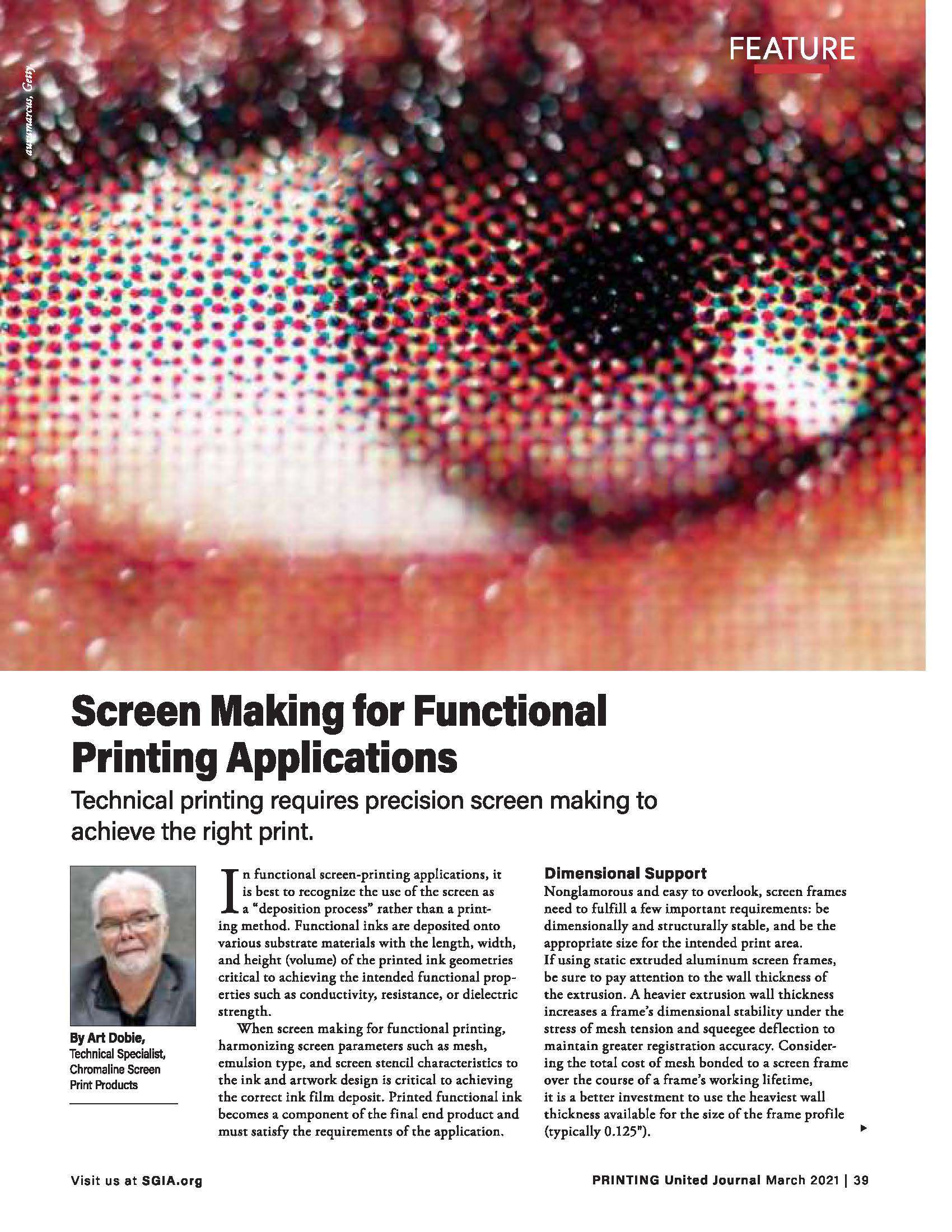 Screen Making for Functional Printing Applications