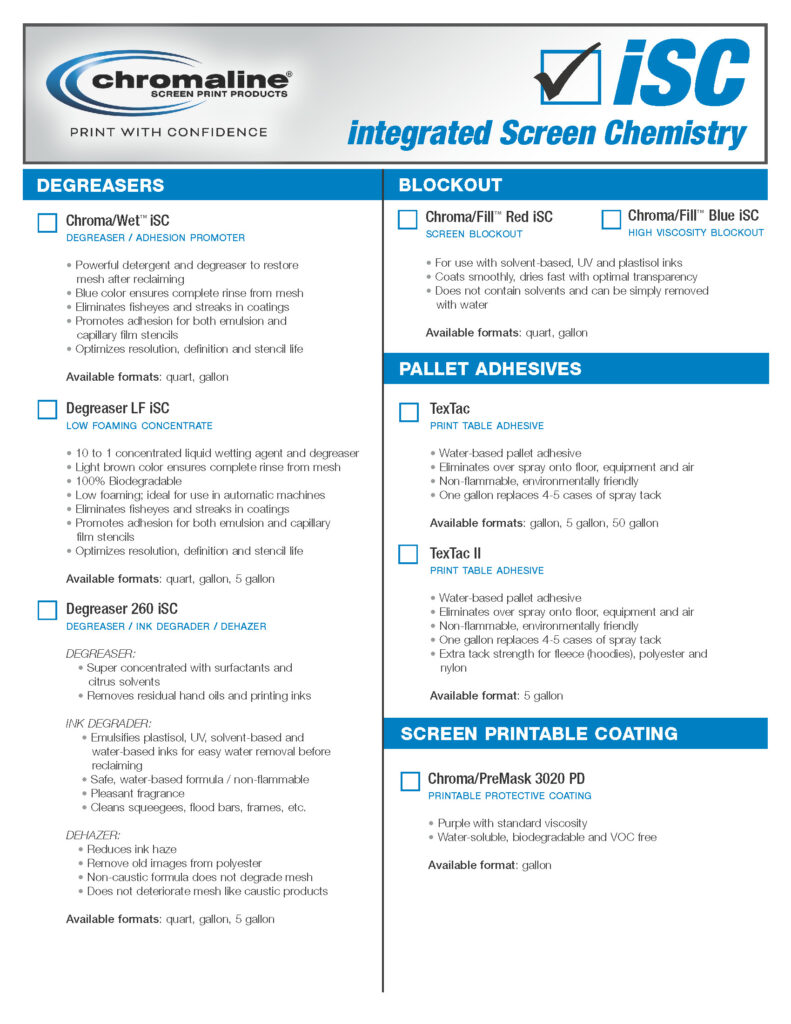 Screen Printing Chemicals